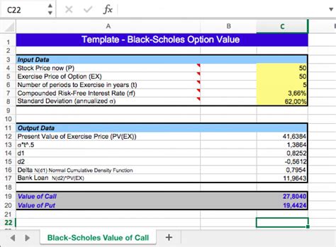 Excel Black Scholes Model