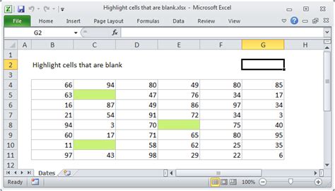 Highlighting blank cells in Excel using formulas