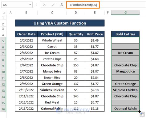 Excel Bold Text Formula