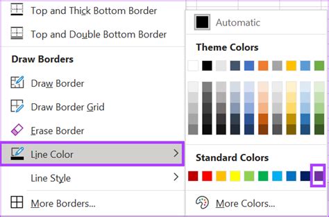 Excel border color options 6