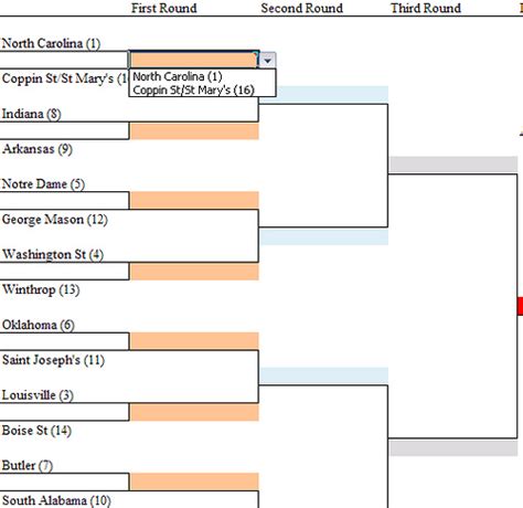 Excel bracket template designs