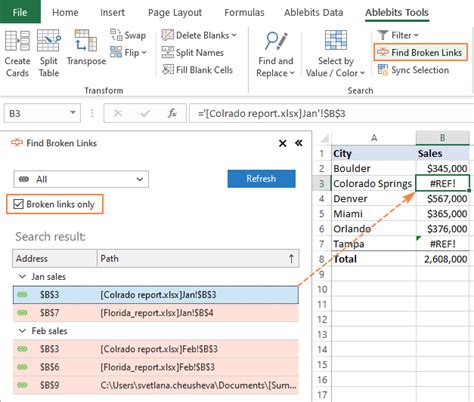 Excel Broken Link Error