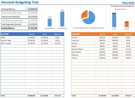 Excel budgeting app