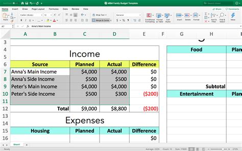 Excel Budgeting Formulas