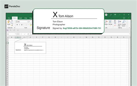 Excel built-in digital signature tool