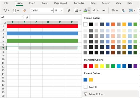 Excel Button Color Palette