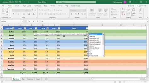 Excel Calculated Columns