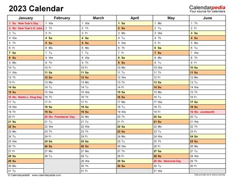 Excel Calendar Template 2023