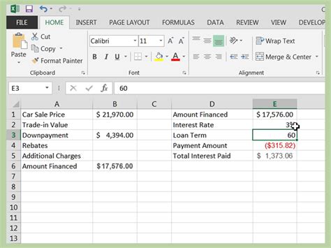 Excel Car Loan Scenario