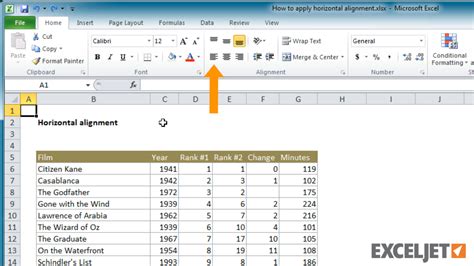 Excel cell alignment