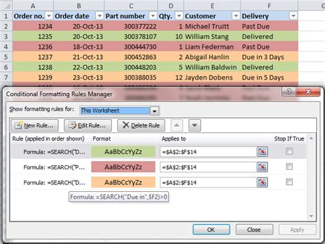 Excel Cell Color Based On Text Table