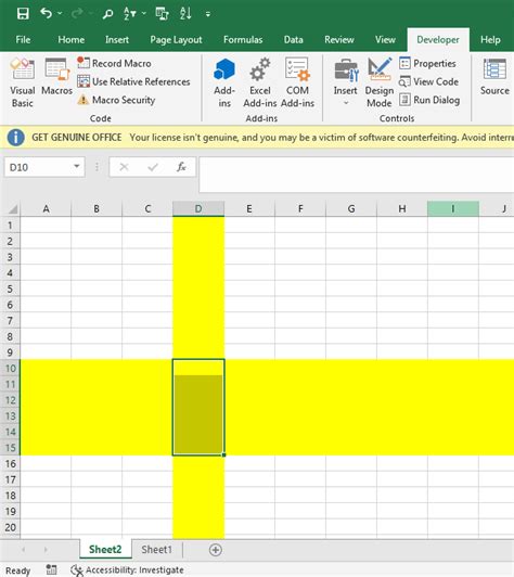 Excel cell highlighting issue