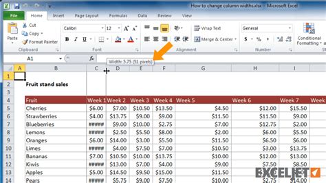 Adjusting Cell Width in Excel