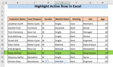 Excel Cells Highlighting Example