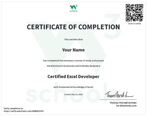 Excel Certificate Design