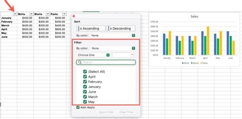 Excel Chart Filters on Mac