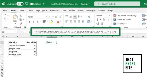 Excel Check Value Exists VLOOKUP