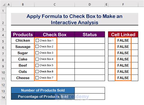 Excel Checkbox and Formula