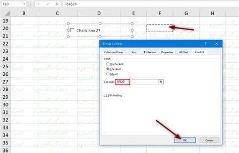 Excel Checkbox Cell Link