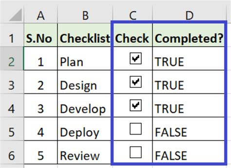 conclusion of checkboxes in Excel