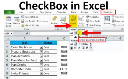 Excel checkbox formula example