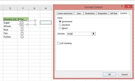 Excel Checkbox Link