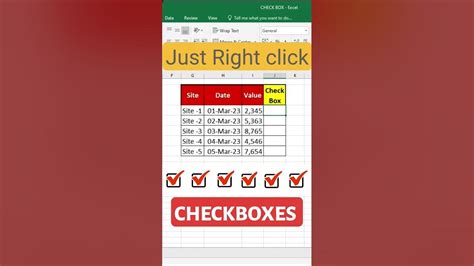 Excel Checkbox Shortcuts