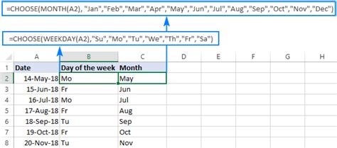 Excel Choose Function Month Name