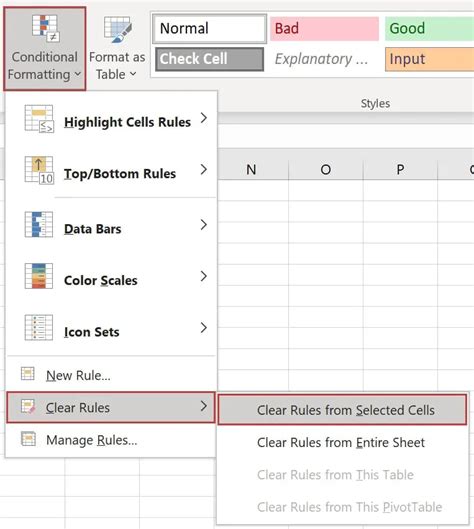 Excel clear conditional formatting