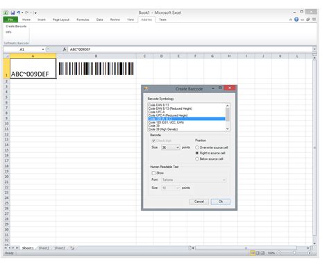 Entering Barcode Data in Excel for Code 128 Font Barcodes