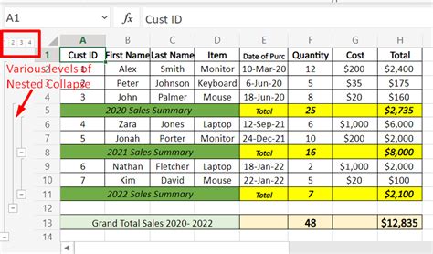 Excel Collapse Button