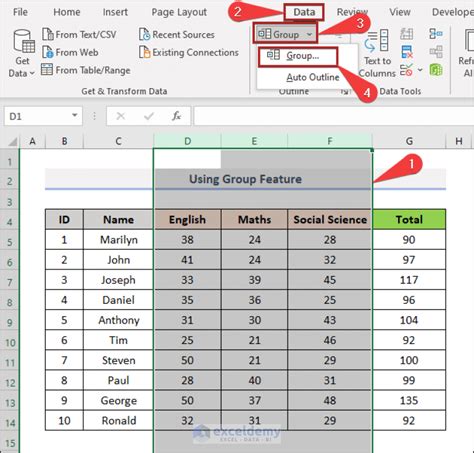 Collapsing Columns in Excel