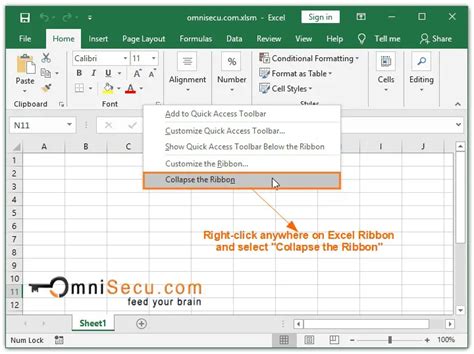 Excel Collapse Ribbon