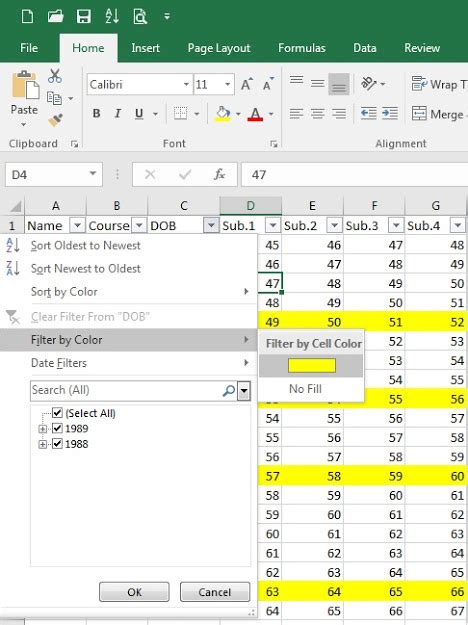 Excel Color Filtering Gallery 1