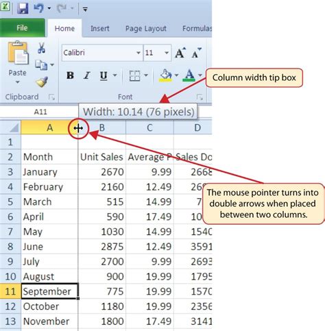 Excel column B