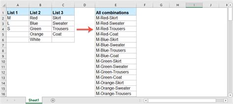 Excel column combination formula