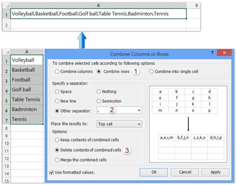 Comma separated list example