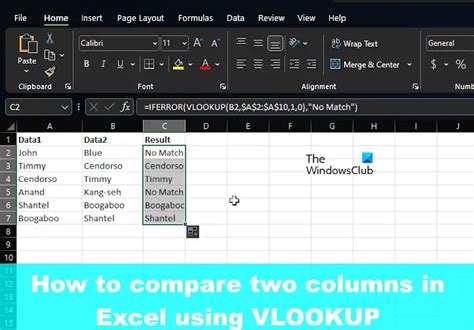 Excel Column Comparison with VLOOKUP