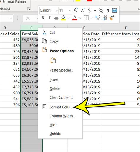 Excel Column Formatting