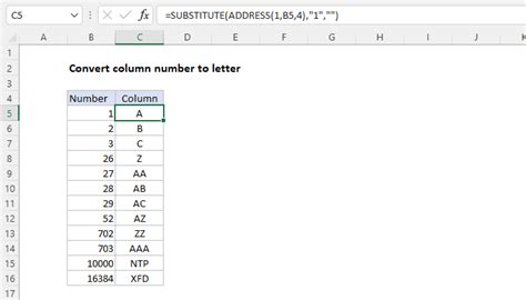 Excel Column Letter Formula Example