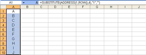 Excel column letters and numbers