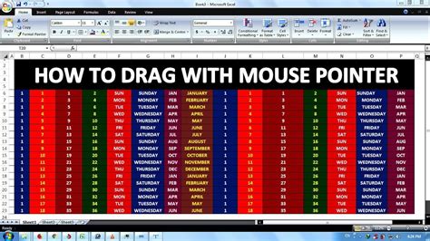 Excel column mouse