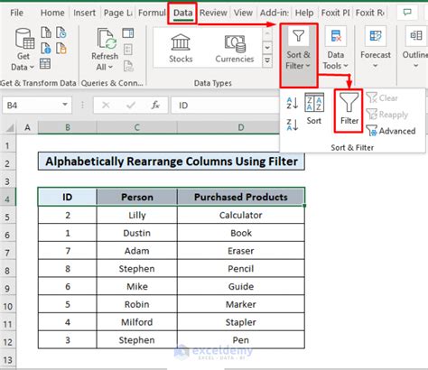 Excel column order rearrange example