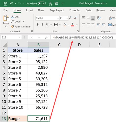 Excel Column Range Formula