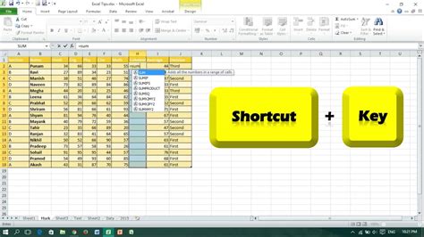 Excel Column Shortcut Formula