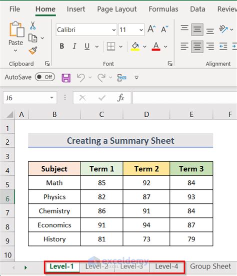 Excel column summary example 9