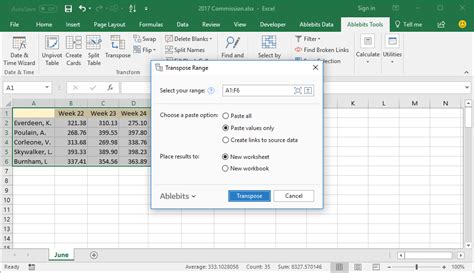 Transposing Columns in Excel