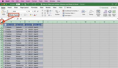 Excel Column Unhide