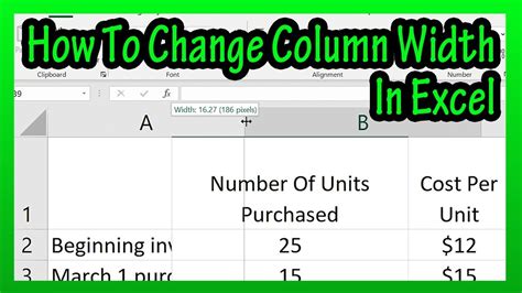 Excel Column Width Formula