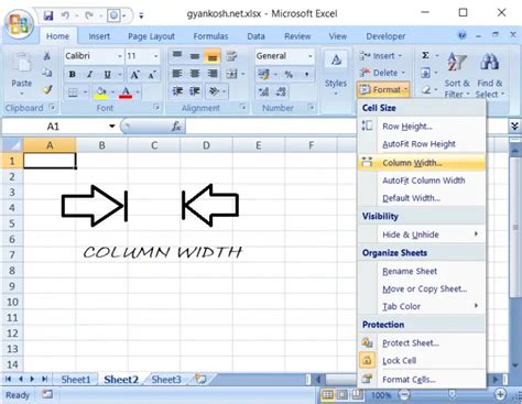 Excel column width manual